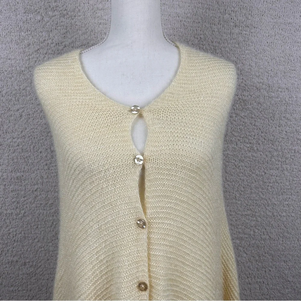 LuLaRoe Sweater Poncho Womens‎ OS Cream Button Front Knit Tassels Breathable
